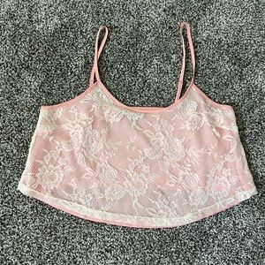 Pink lace crop top